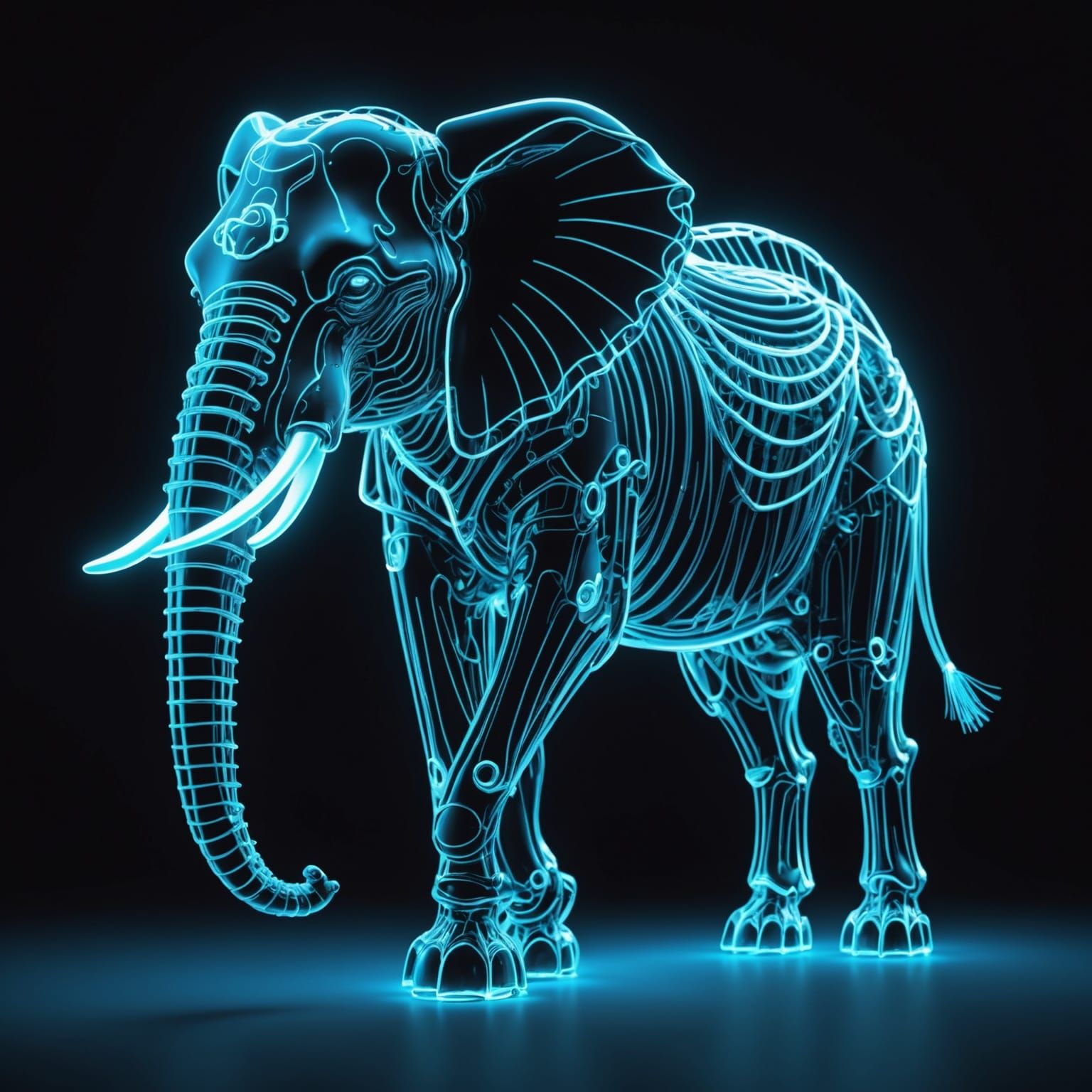 Surreal Glowing Ghost Elephant in Synthwave Style