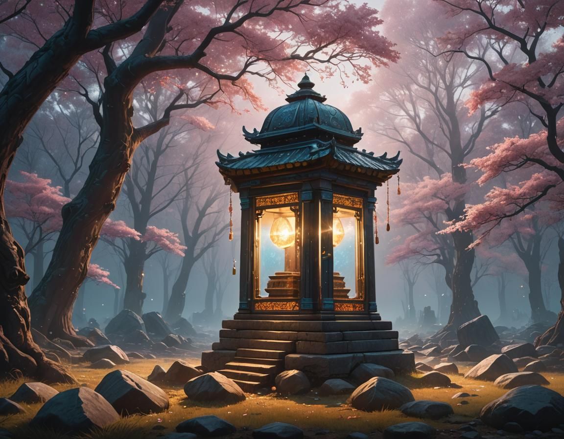 Majestic Gem-Encrusted Lantern Radiating Ethereal Light