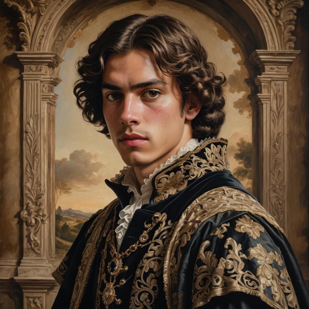 Baroque Portrait of a Young King in Royal Attire