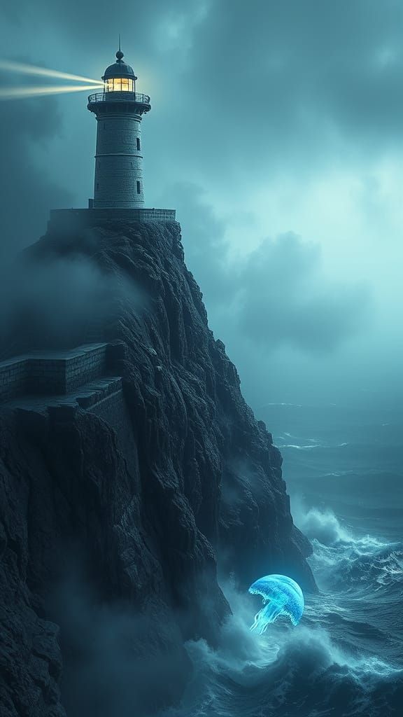 Hyperrealistic Lighthouse in Dark Fantasy Style