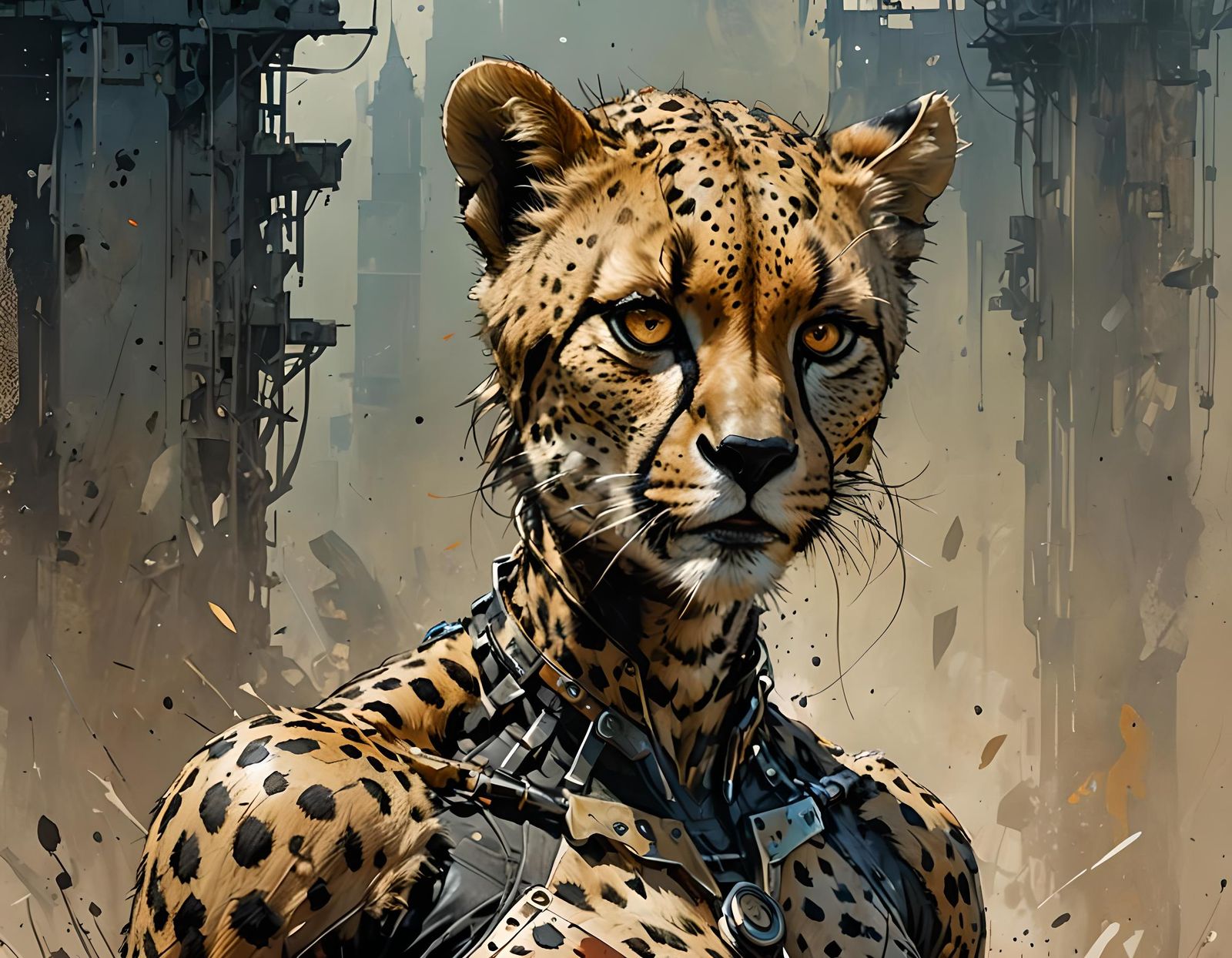 Cheetah Supervillain: Hyper-Detailed Comic Book Art