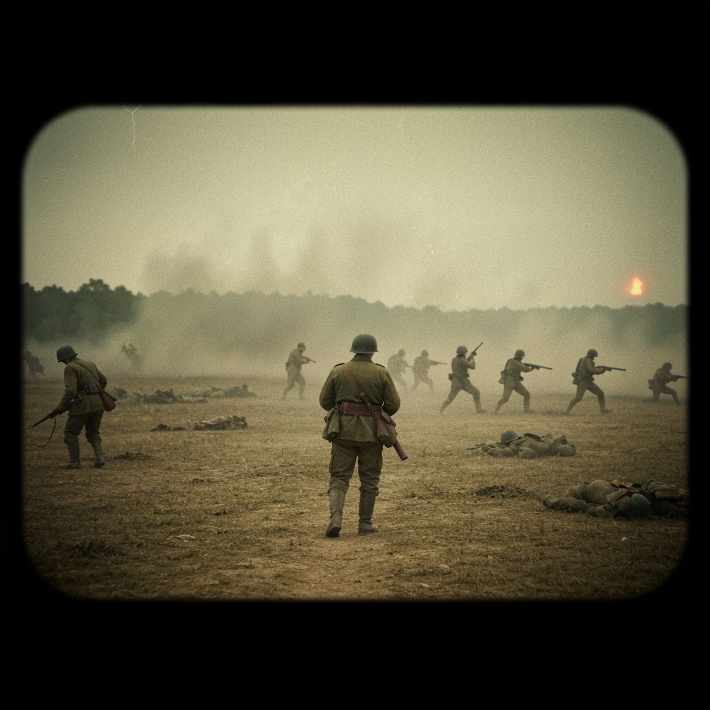 Epic WWII Battlefield Scene Cinematic Film Still