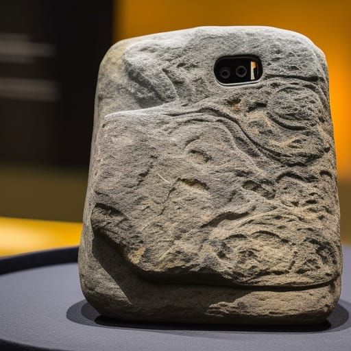 Prehistoric Rock Totem: Ancient Smartphone Sculpture