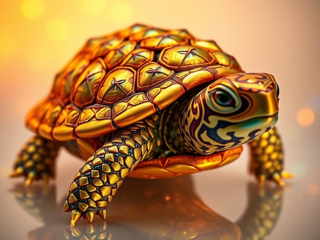 Hyper-Realistic Turtle-Pineapple Hybrid in Iridescent Fabric...