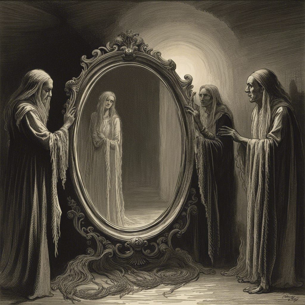 Haunted Mirror in a Gothic Horror Style