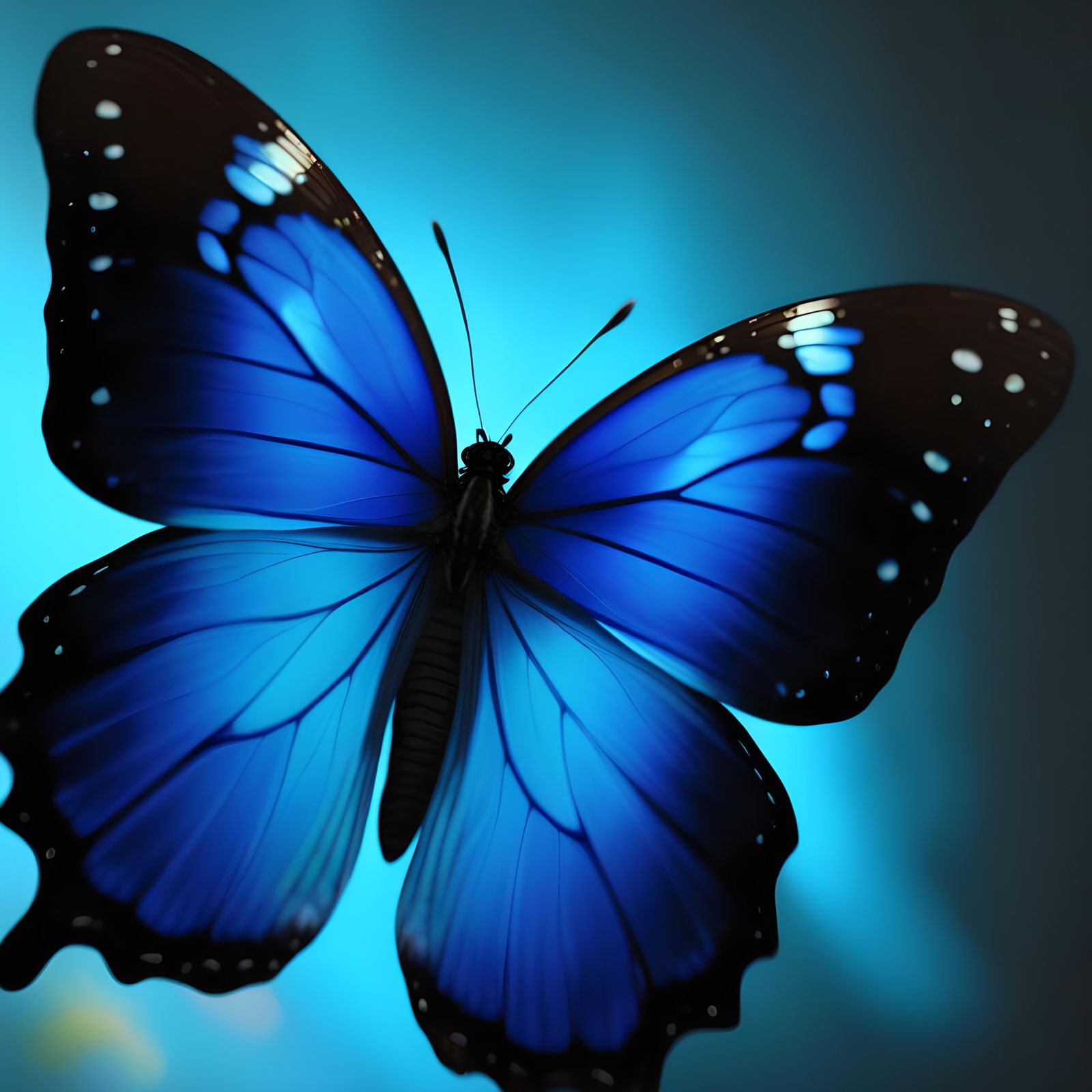 Realistic Menelaus Blue morpho Butterfly& realistic vibes& iridescent vibes& shiny vibes& Behance HD 8k resolution 8K 3D...