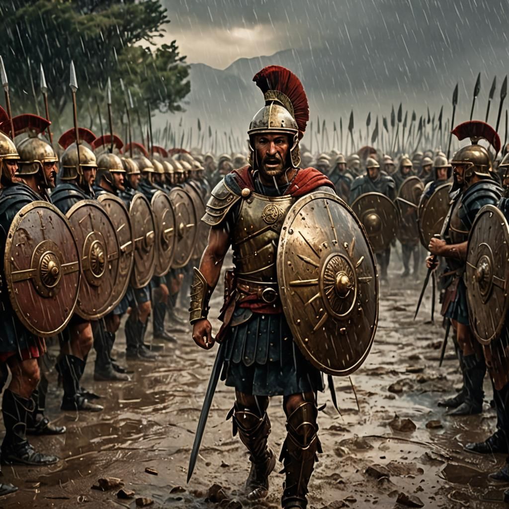 Greek Hoplite in Phalanx Formation: Digital Matte Painting