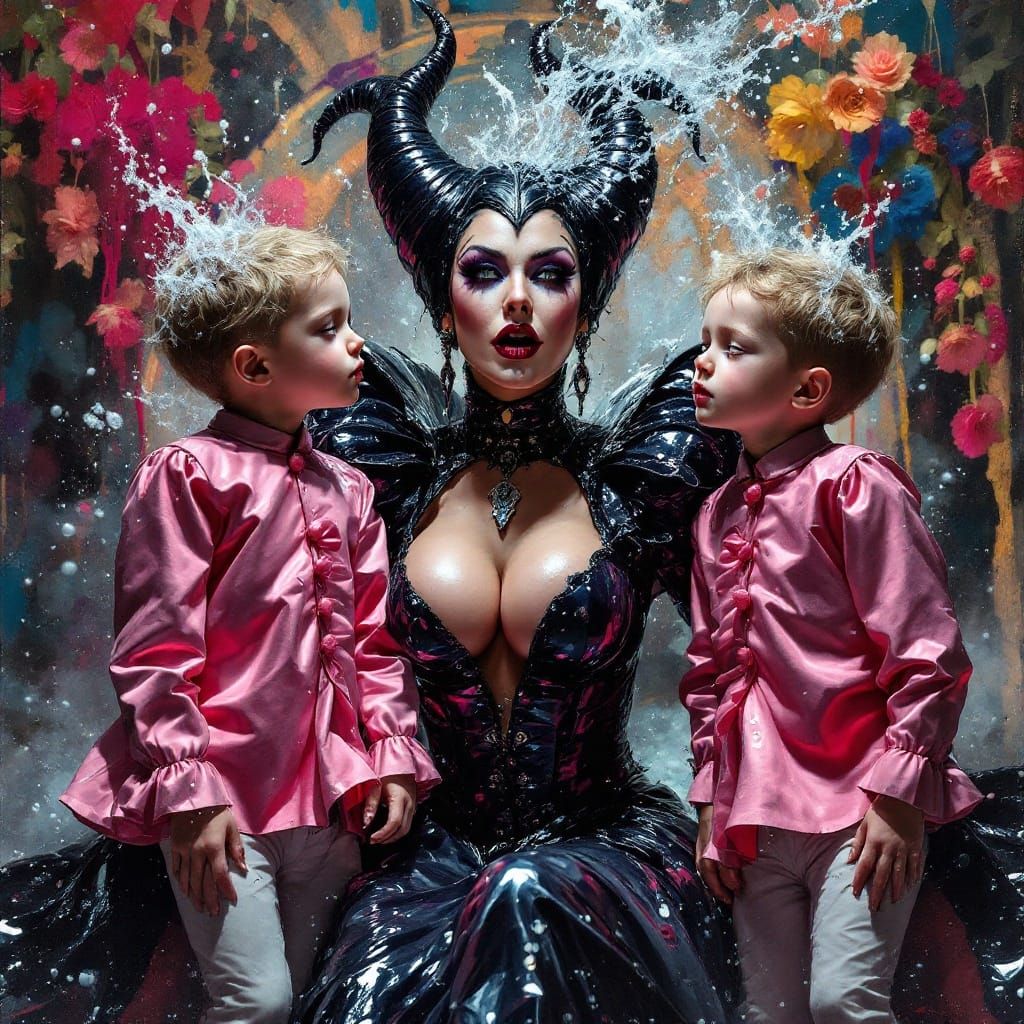 Surreal Stepmother Dominates with Latex and Pink-Hued Stepso...