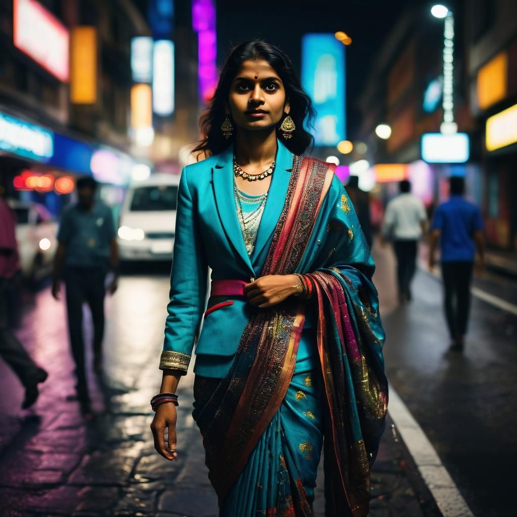 Indian Woman in Sari: Contemporary Street Photography