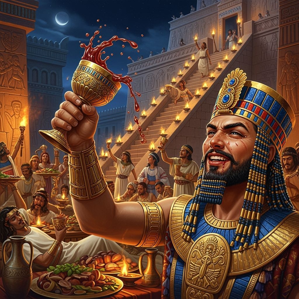 Jovial Babylonian King Belshazzar in Frazetta Style