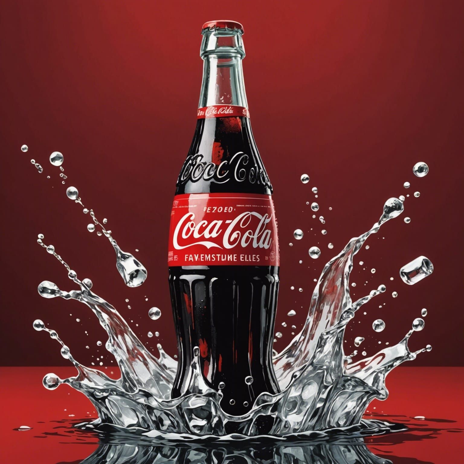 Coca-Cola Bottle Wood Engraving in Pop Art Style