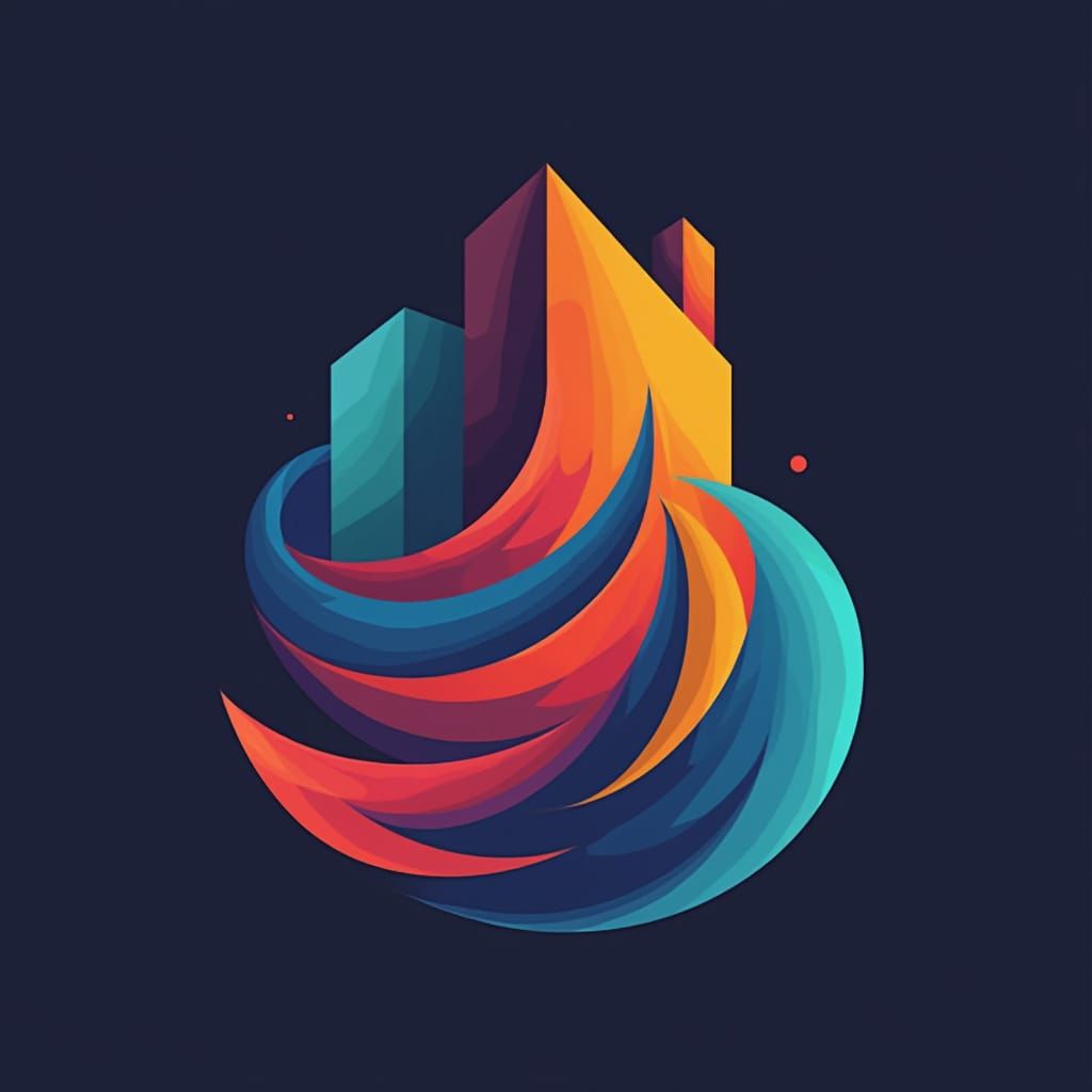 Forward-Thinking Property Management Logo in Vibrant Digital...