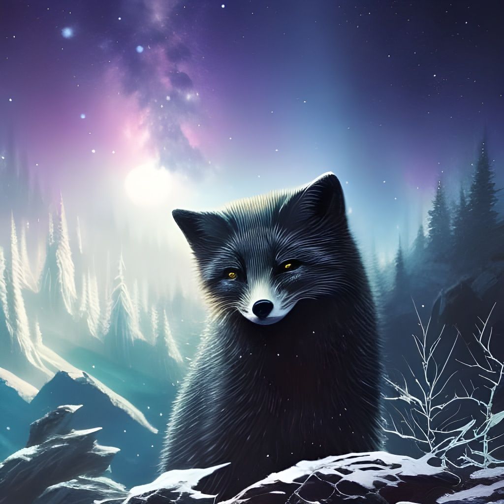 Bioluminescent Reptilian Arctic Fox in Dark Fantasy Style