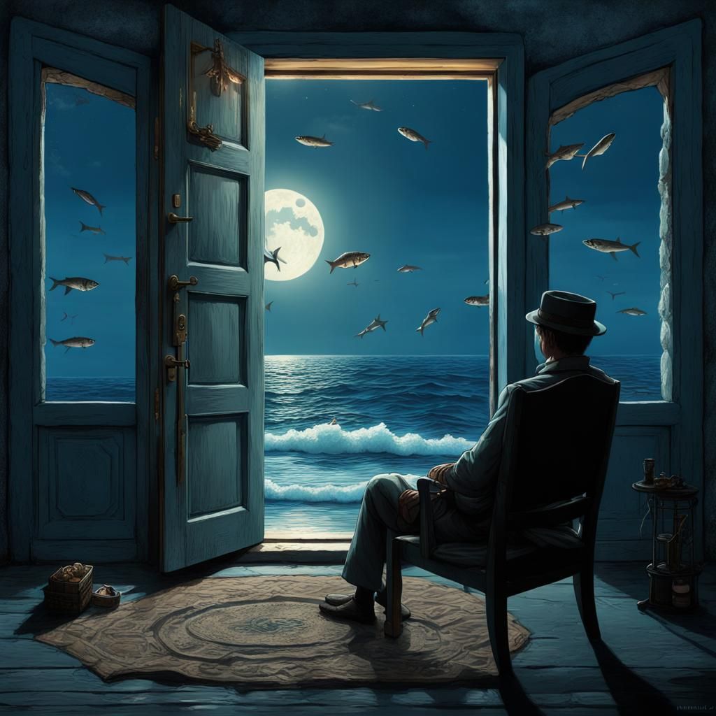 Kafka's Seaside Dreamscape: A Detailed Matte Painting