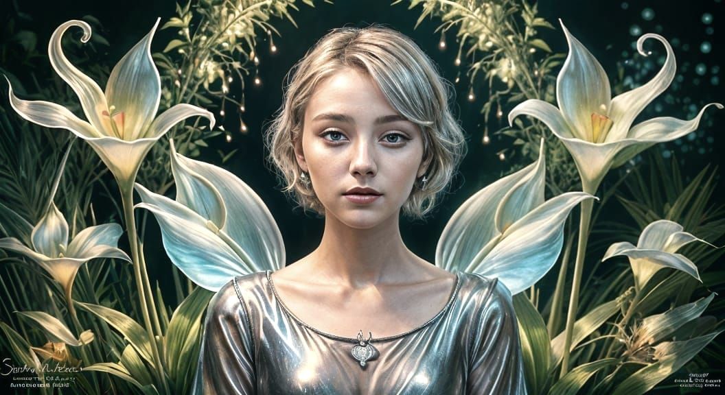 Hyper-Realistic Fairy Portrait with Glowing Calla Lilies and...
