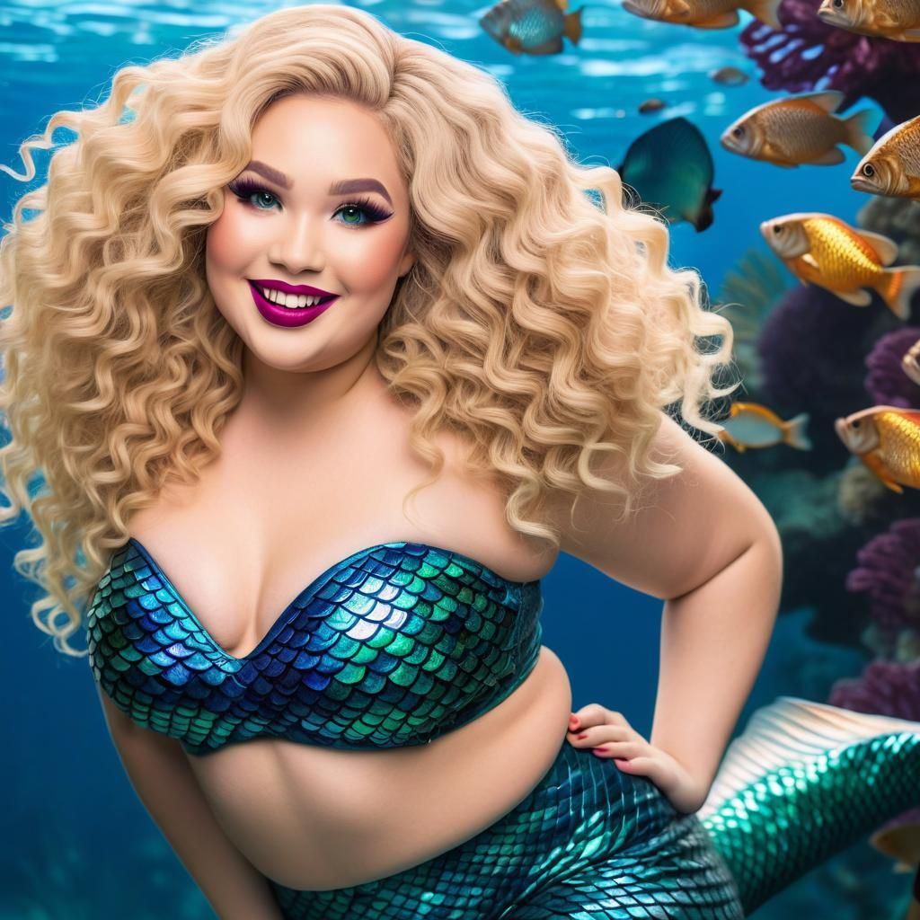 Curvy Mermaid with Elaborate Makeup
