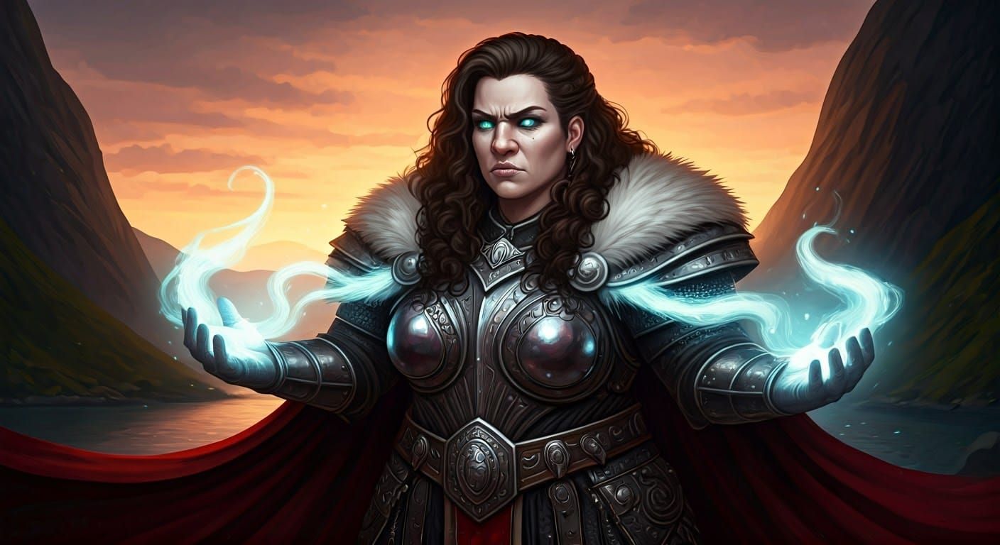 Dwarf Cleric in Fjord Landscape: Digital Art