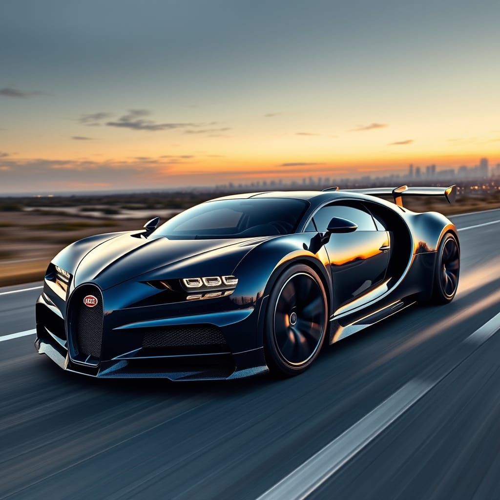 Futuristic Bugatti Hypercar Speeds Down Highway