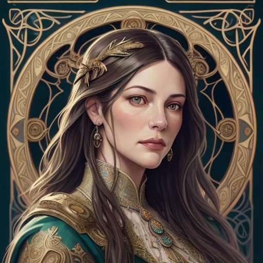 Ornate Portrait with Art Nouveau Accents