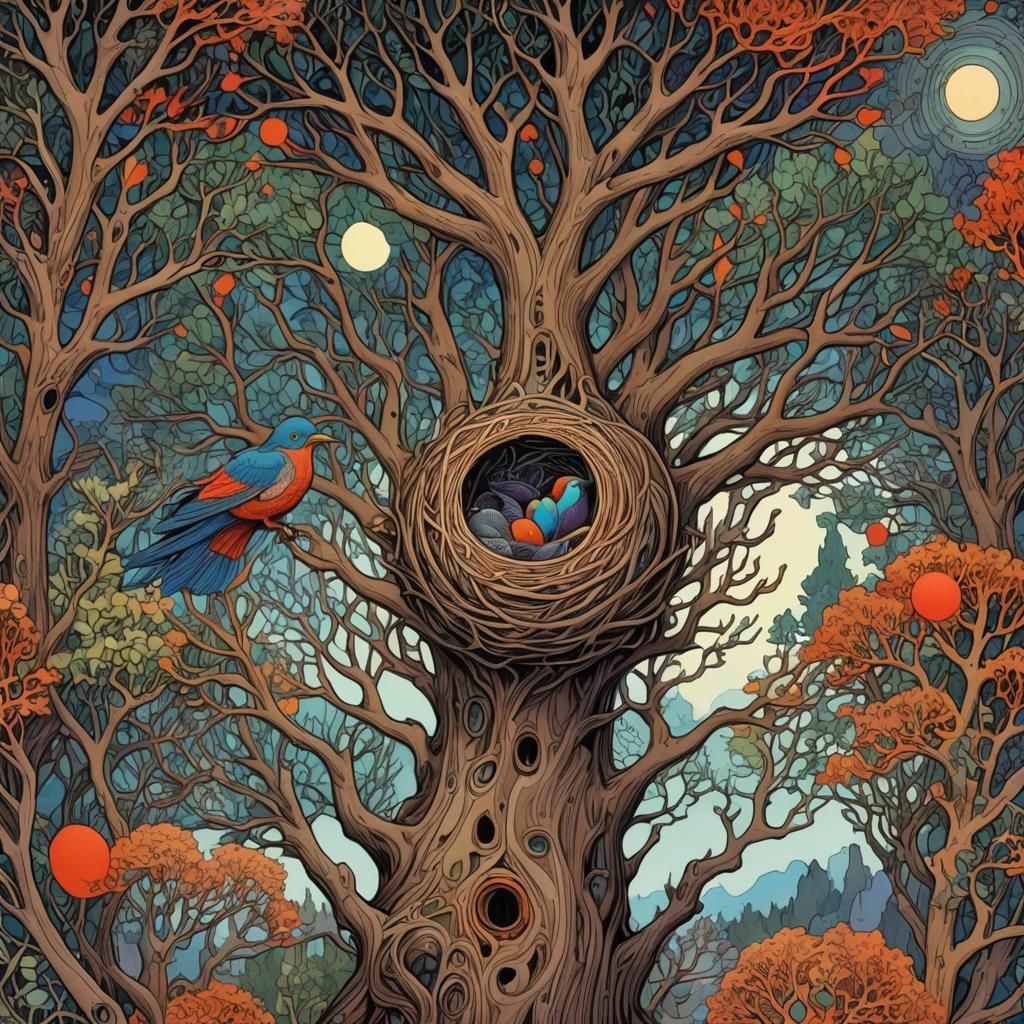 Mystical Bird Nest Between Heaven and Hell