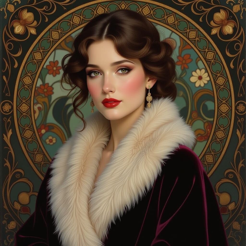 Elegant Woman in Art Nouveau Style