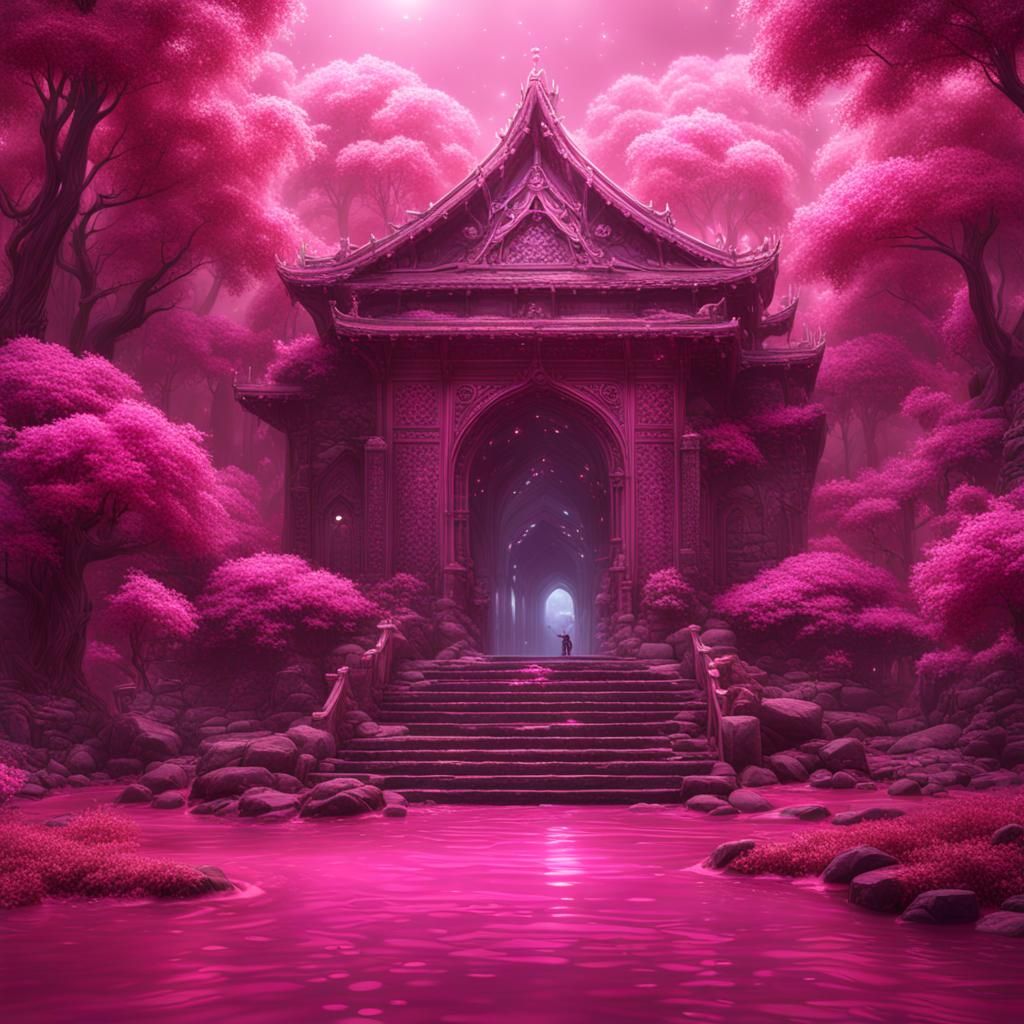 Shimmering Pink Light in Detailed Matte Painting