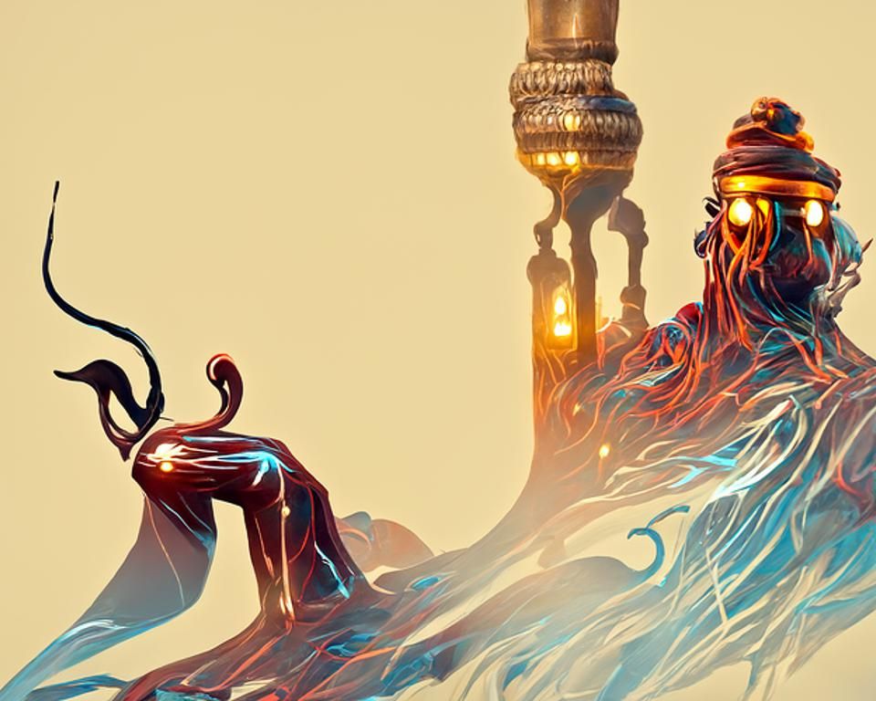 Majestic Djinn Emerges: Digital Art in Fantasy Style