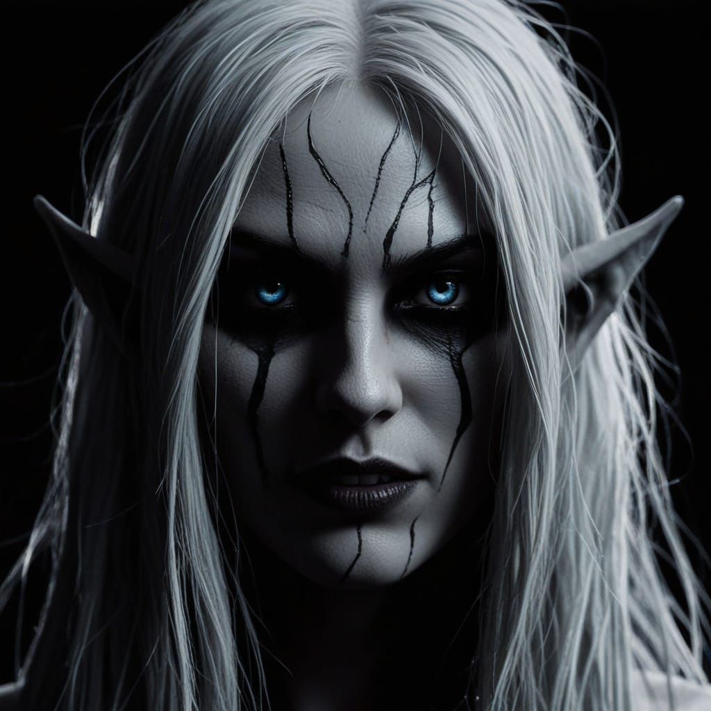 Sinister Blue Skinned Demonic Entity in Bleak Desert Landsca...