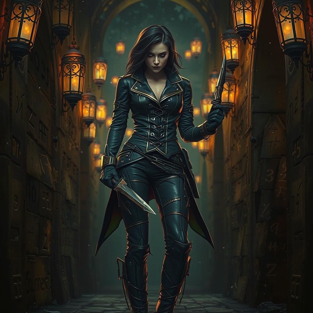 Brunette Sorceress with Lightning, Fantasy Art
