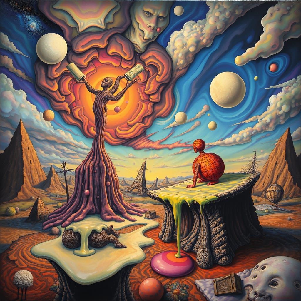 Surreal Dreamscape with Melting Objects