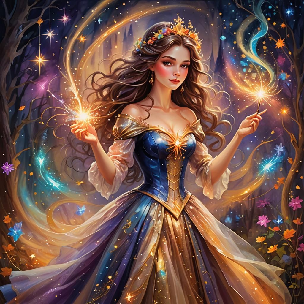 Good Witch Paints Magical Canvas, Fantasy Art