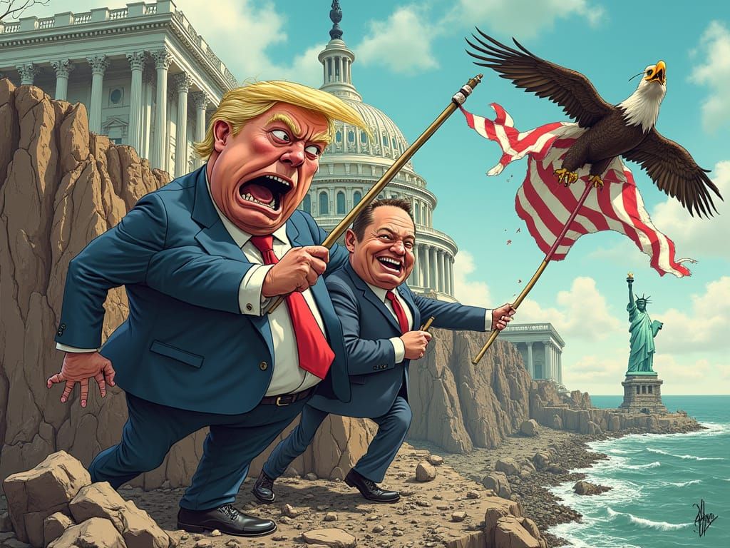 Satirical Vision of Democracy's Downfall in a Chaotic Future