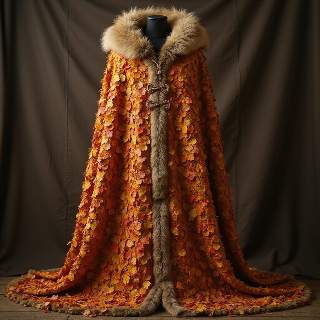 Autumnal Cloak for a Wizard in Medieval Style