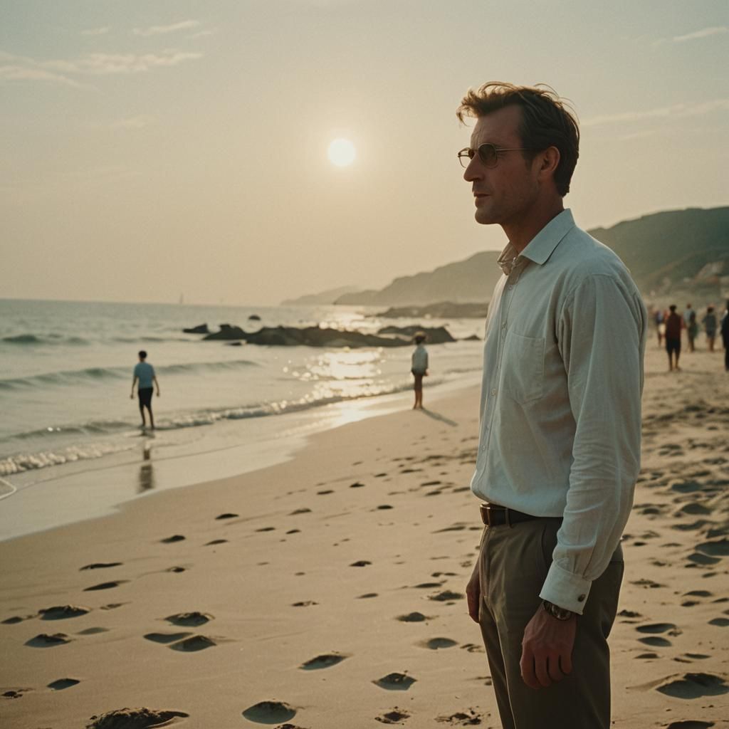 Candidate Speaks on Beach in Cinematic Style