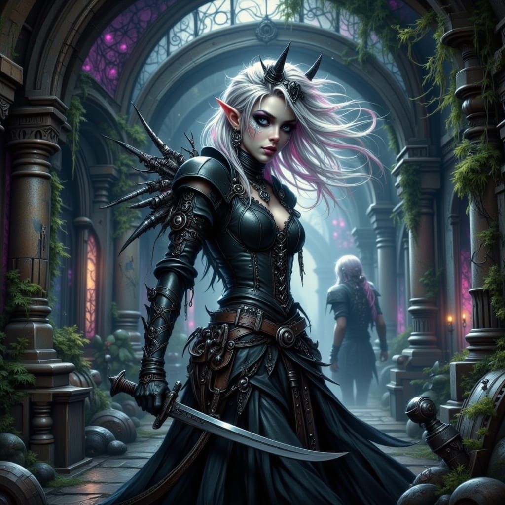 Elf Maiden Navigates Underground City in Fairy Punk Style