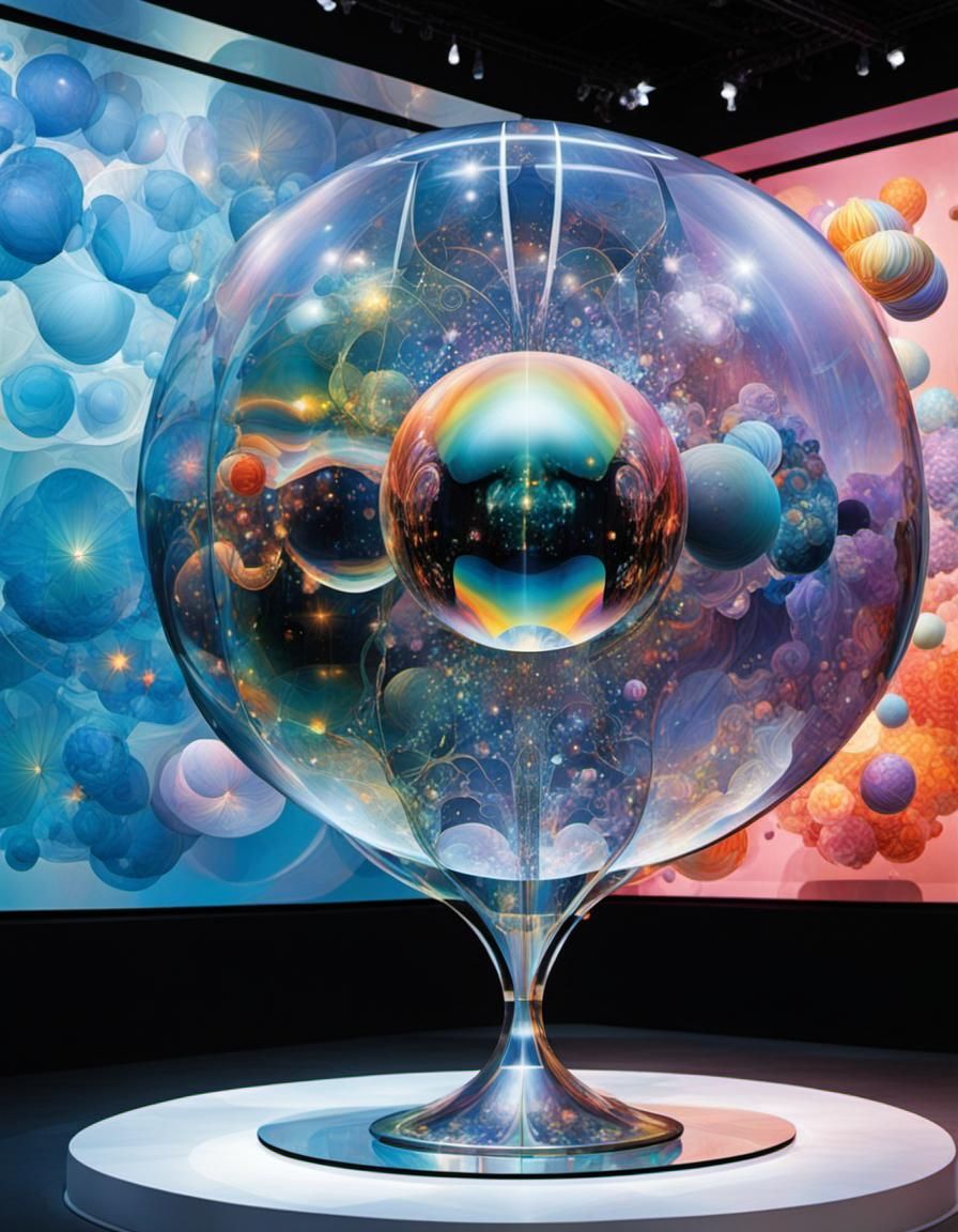 Whimsical Rainbow Sculpture in Mixed Media Style