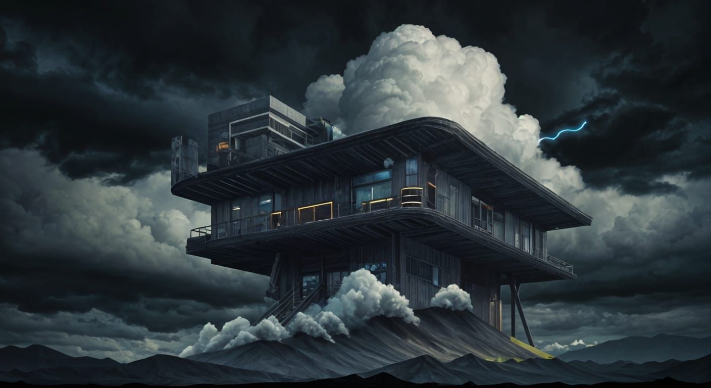 Retro Neon Noire Stormy Sky in 16-Bit Art