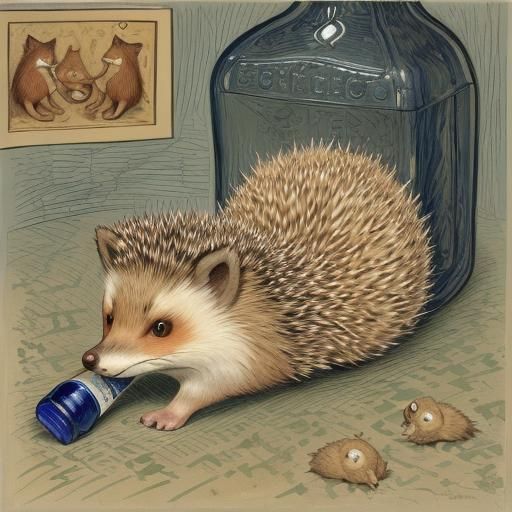 Hedgehog Assaulting Fox: Expressionist Geometric Portrait