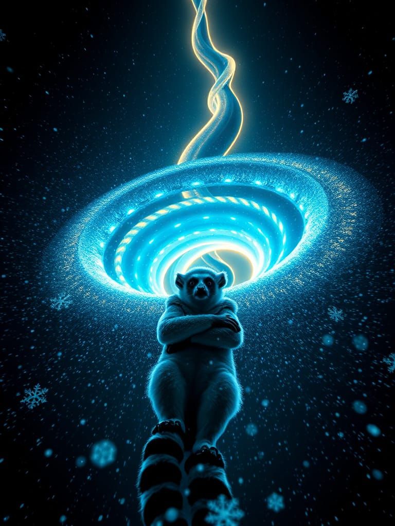 Gilded Light Beams and Lemur in Blizzard