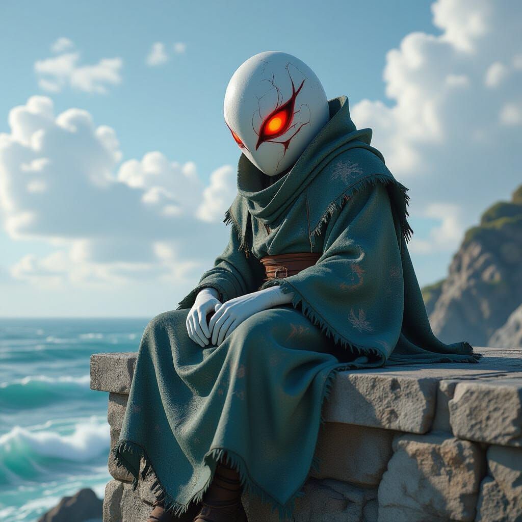 Sinister Egg Creature Overlooking Turbulent Ocean in 3D Anim...