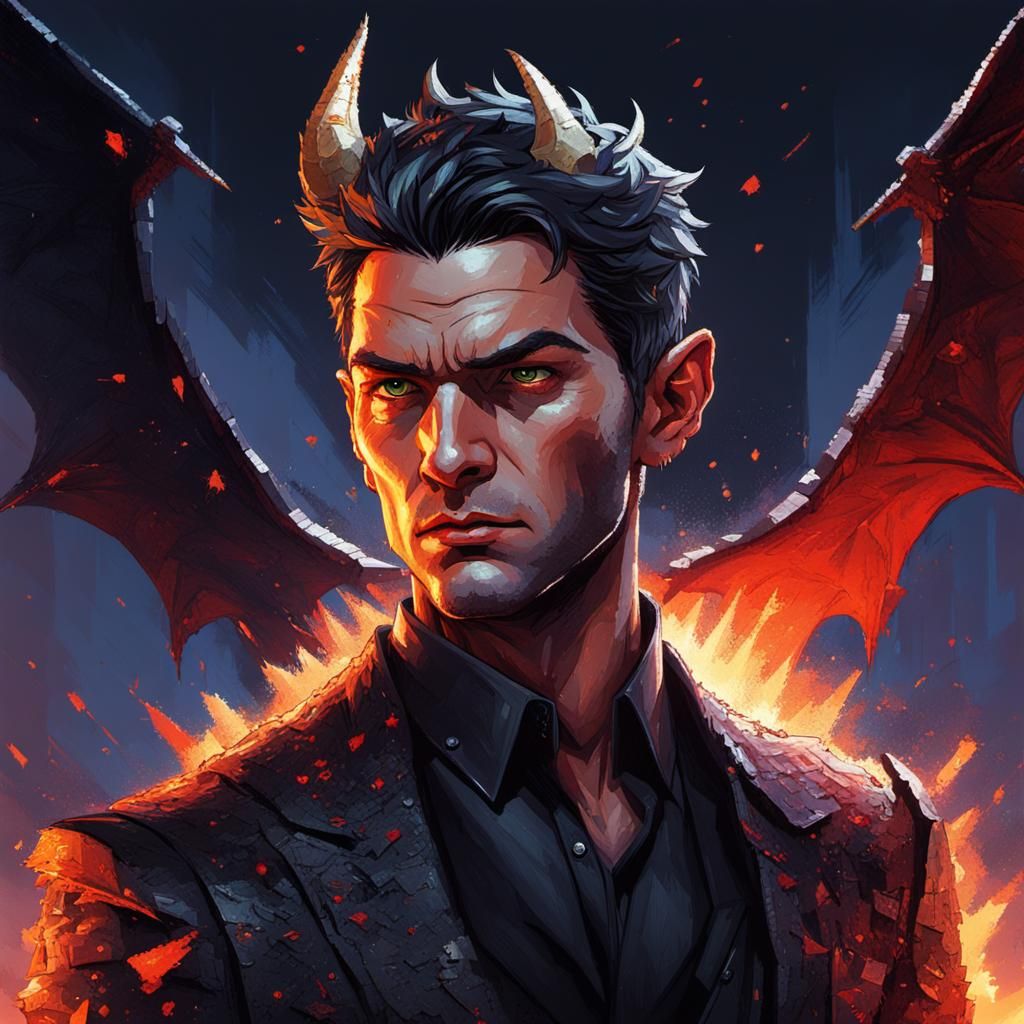 Pixelated Batboy Lucifer Morningstar Splash Art