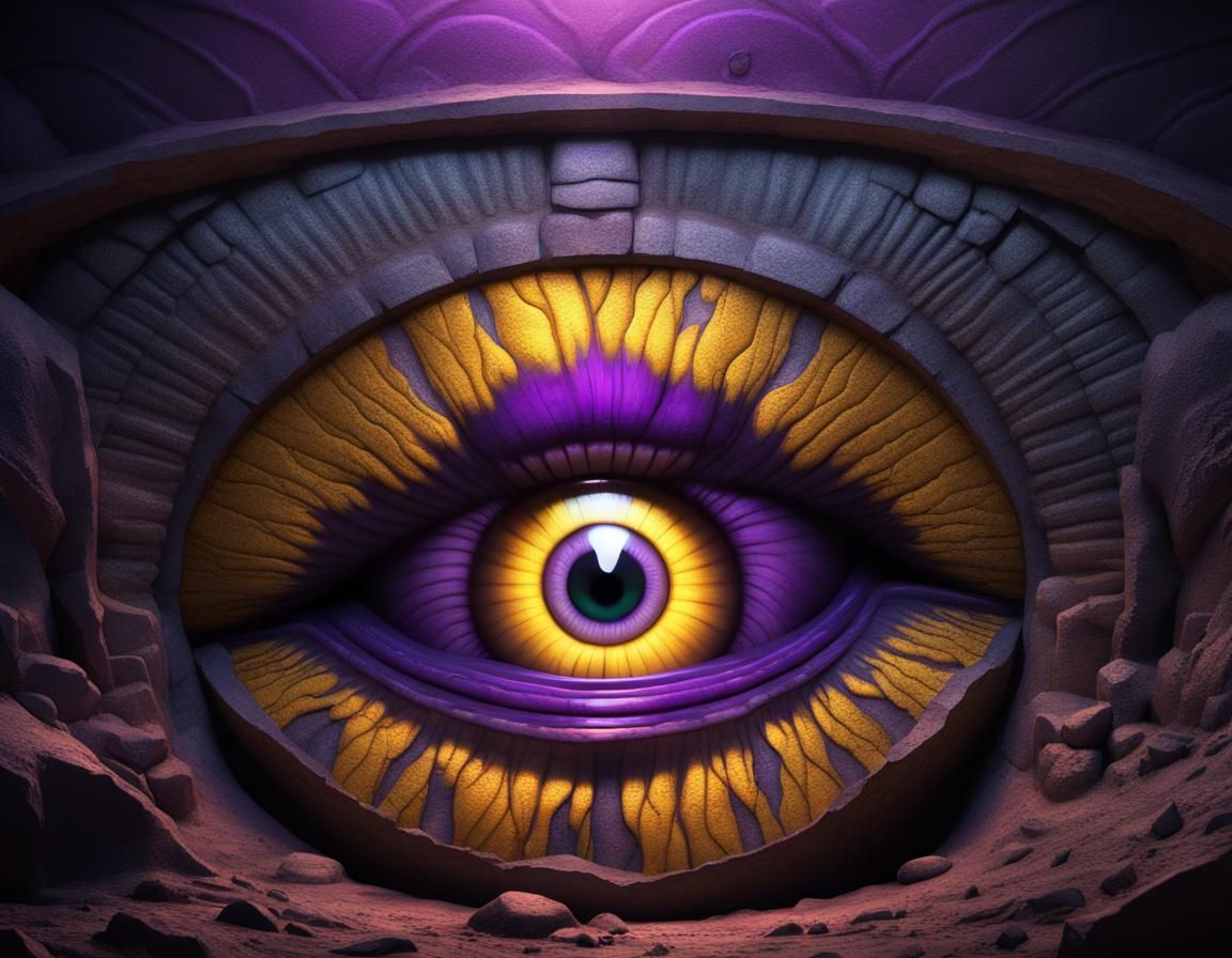 Evil Eye Emerges from Bottomless Pit: Dark Fantasy Art