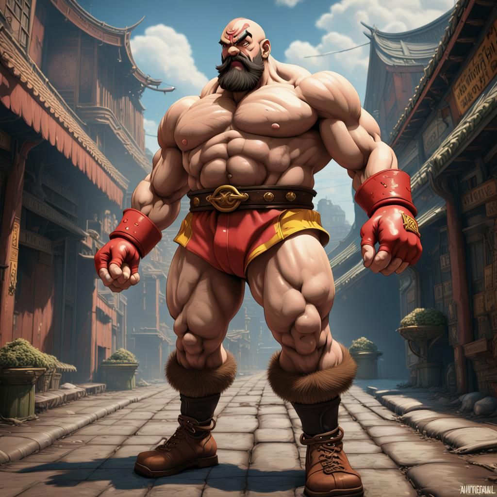 Zangief from Street Fighter II: Detailed Matte Painting