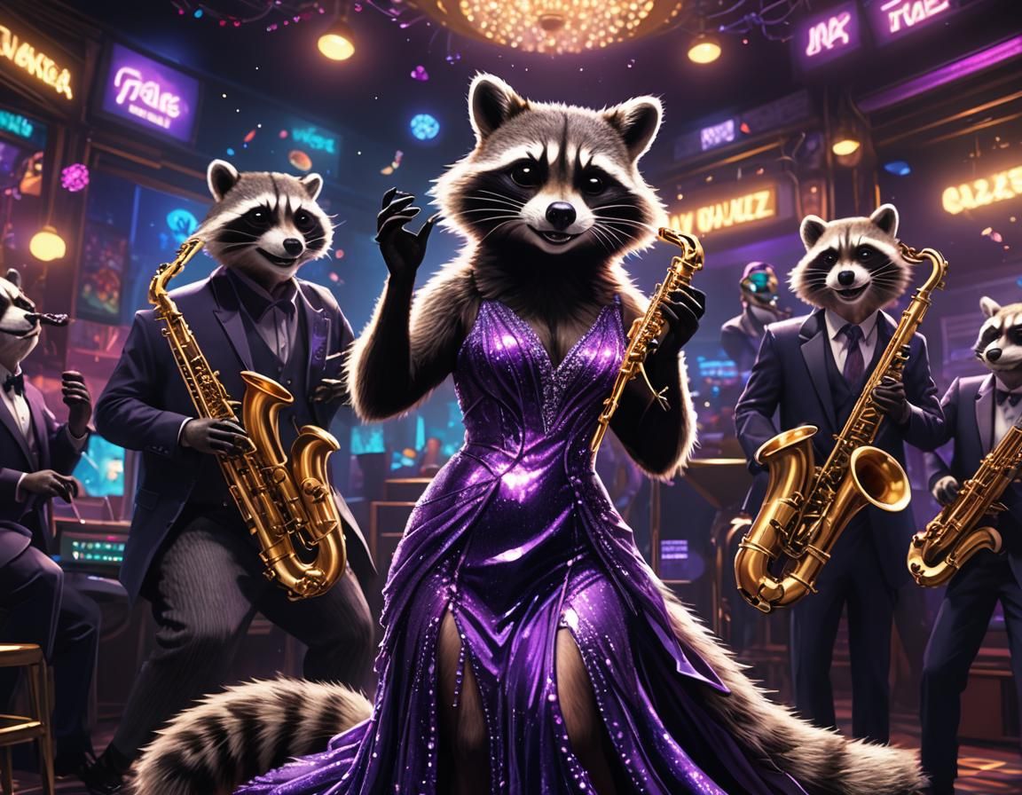 Raccoons Perform Jazz in Vibrant 3D Anime Art