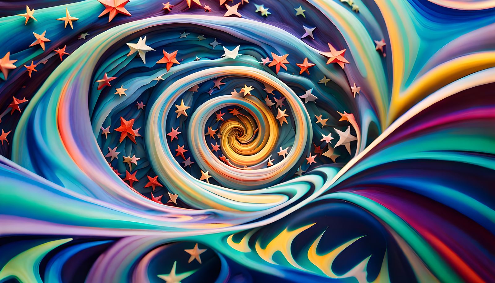 Iridescent Abstract Stars in Expressionist Impasto Style