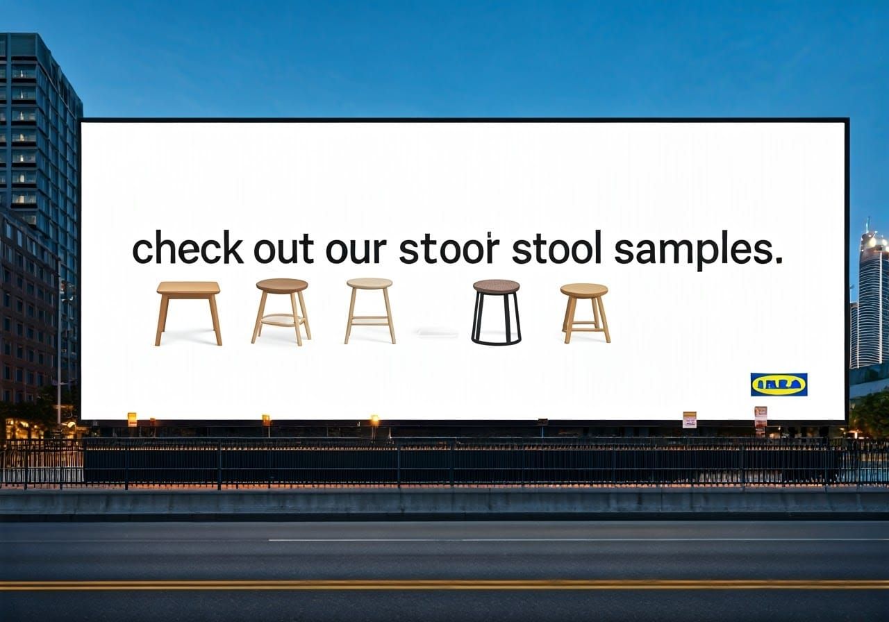 Vibrant IKEA Billboard Showcases Stylish Stool Samples in Di...