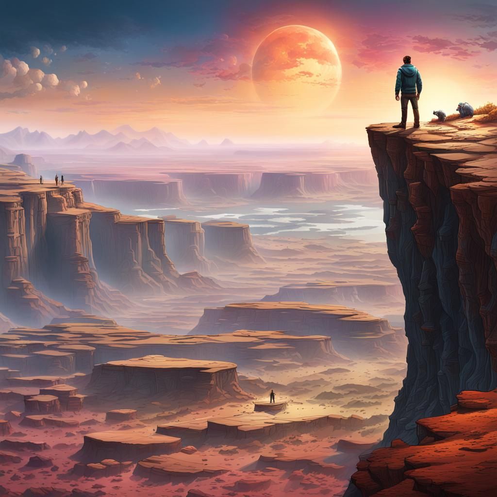 Cliffside Contemplation: New Horizons in a Matte Painting