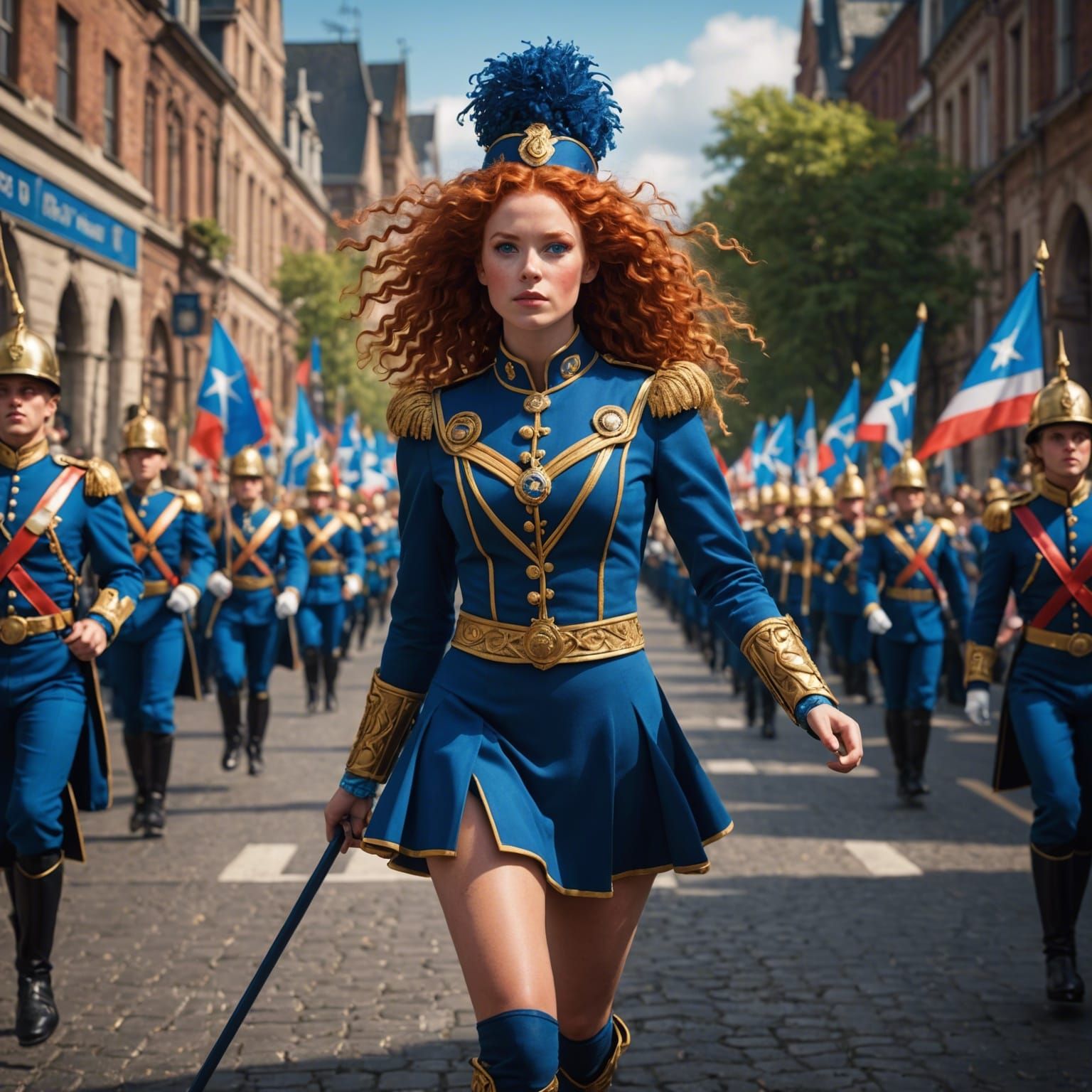 Majorette with Red Hair in Fantasy Art Style