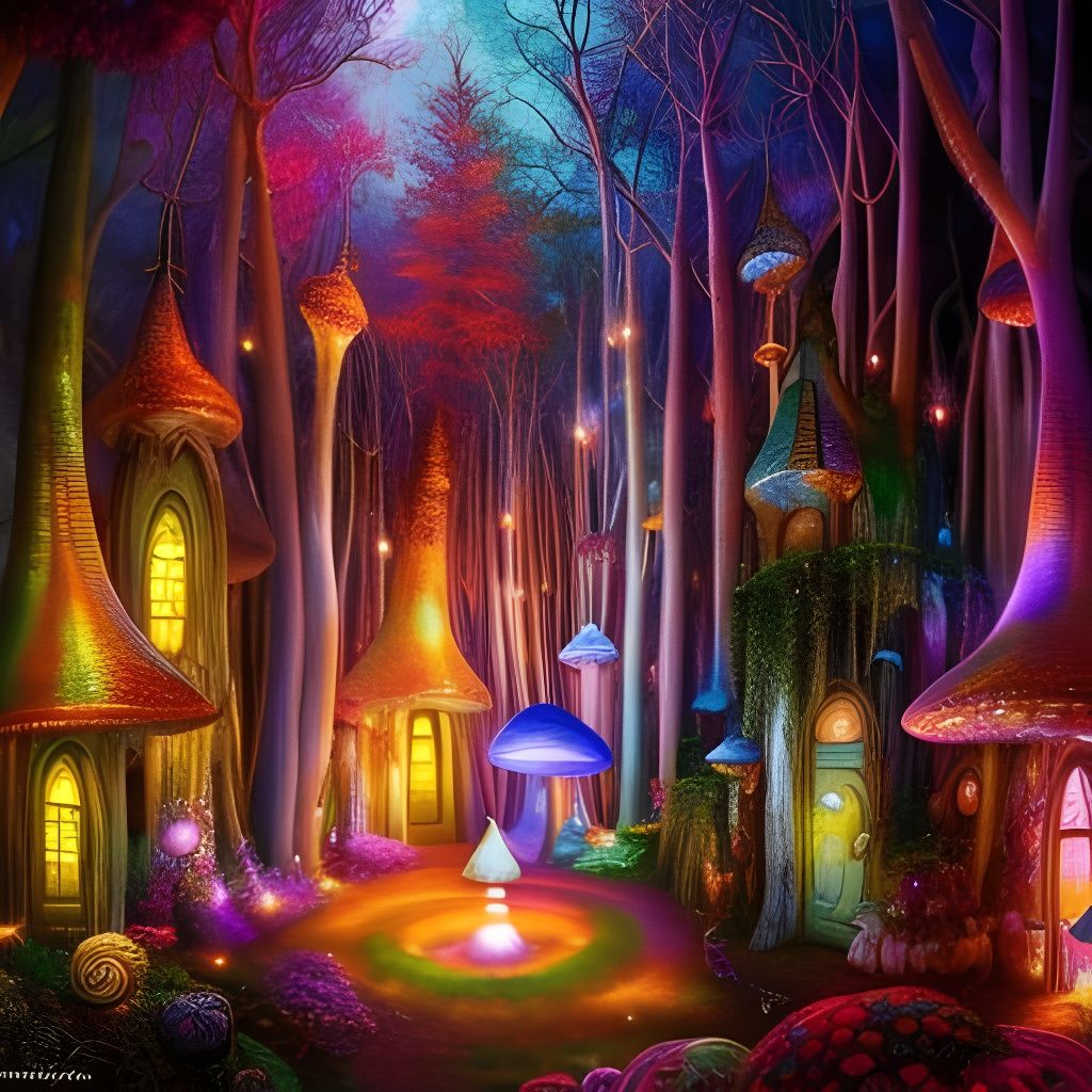 Enchanted Fairy Mushroom House in Fairytale Style