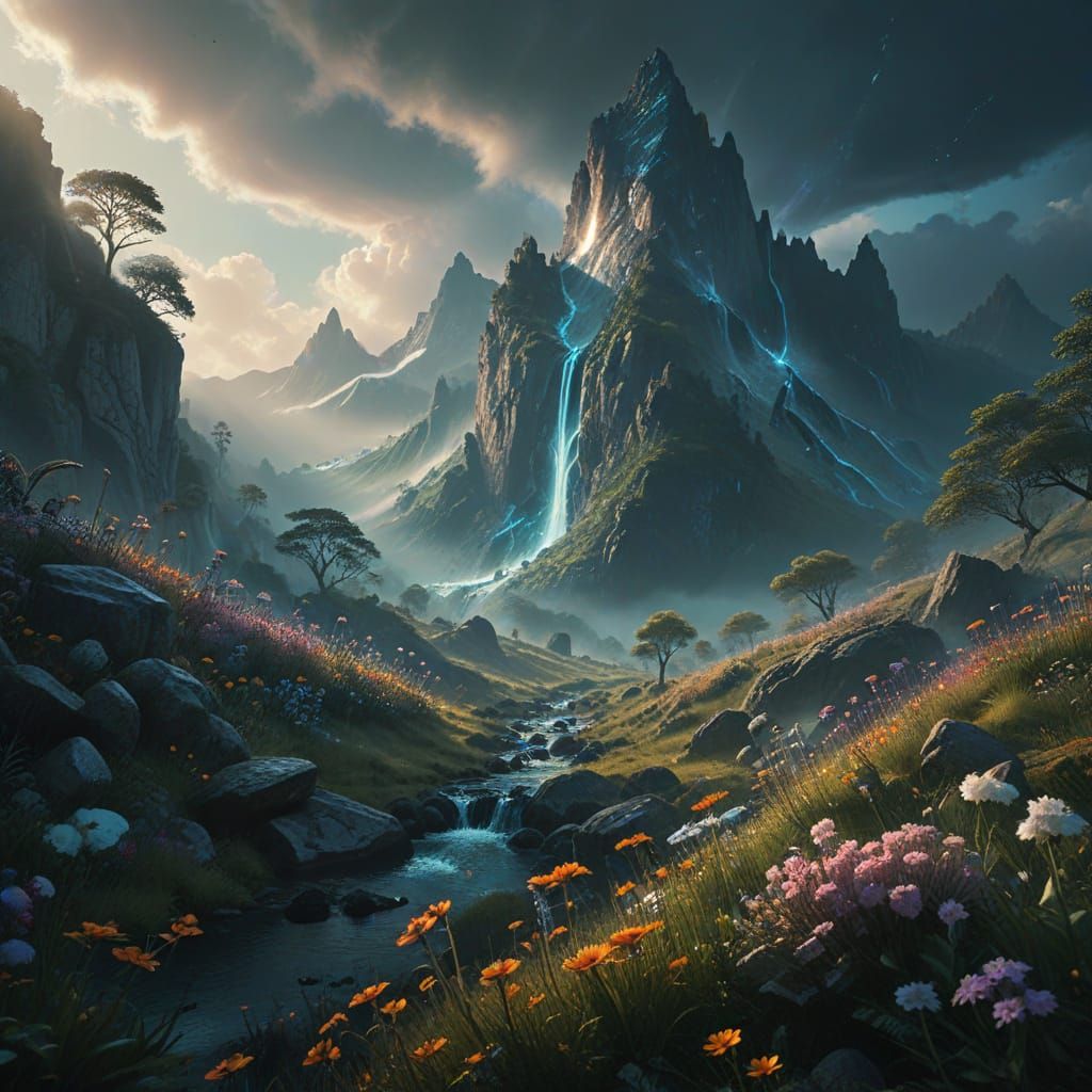 Enchanted Mountains in Ethereal Fog